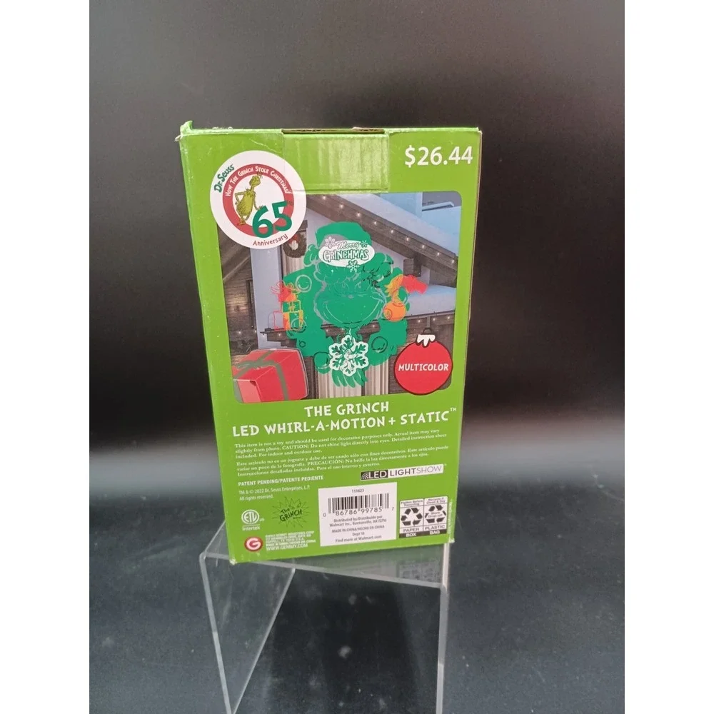 Dr. Seuss The‎ Grinch LED Whirl-A-Motion Projection Light Christmas Open Box